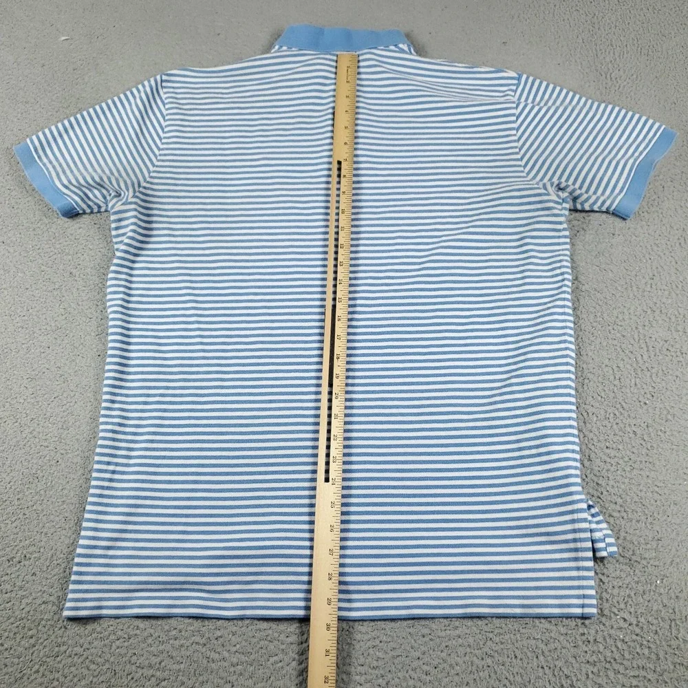 Ralph Lauren Polo Shirt Mens XL Blue Striped Pony Casual Short Sleeve DISTRESSED